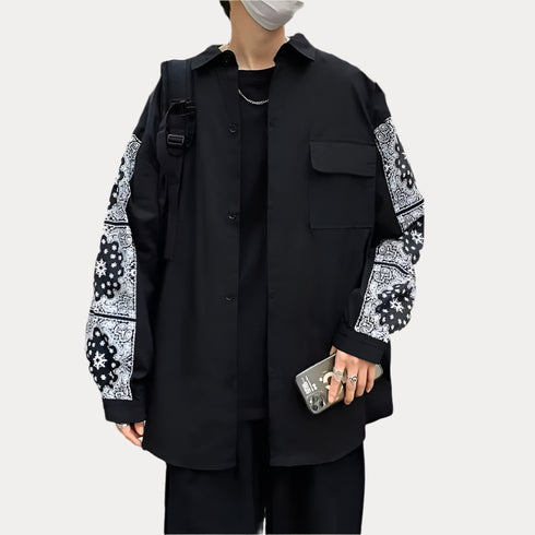 Bandana Streetwear Long Sleeve Paisley Oversized Cotton Shirt